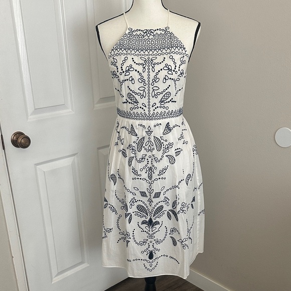 Parker Dresses & Skirts - Parker White Dress with Navy Embroidery